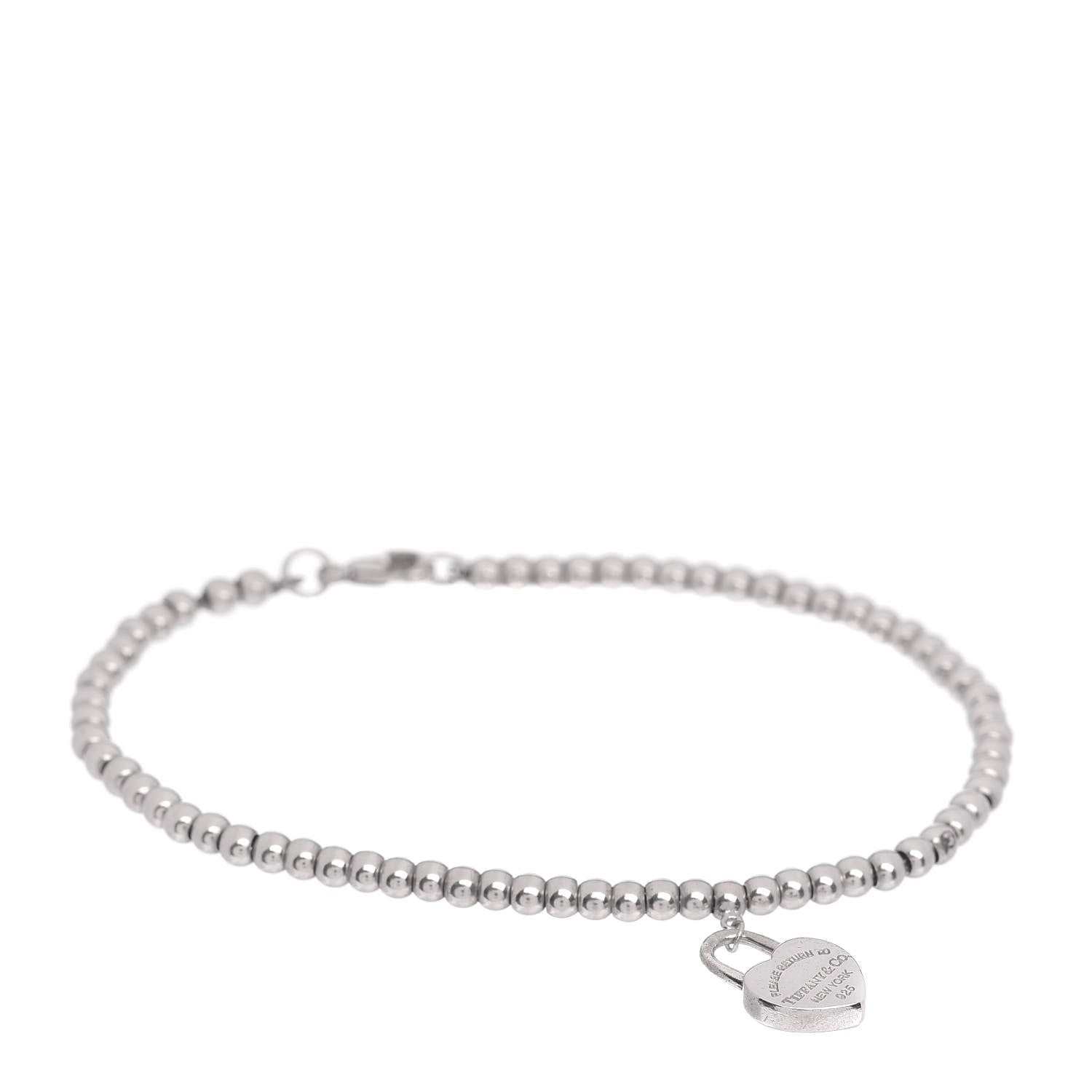 Tiffany Sterling Silver 3mm Return to Tiffany Heart Lock Bead Bracelet 1 of 4