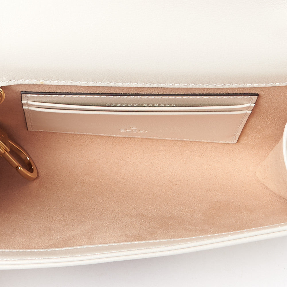 Gucci Textured Calfskin Web Mini Rajah Slim Flap Shoulder Bag Mystic White 7 of 10