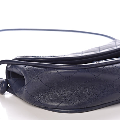 Chanel Calfskin Stitched Flap Bag Navy 8 of 10