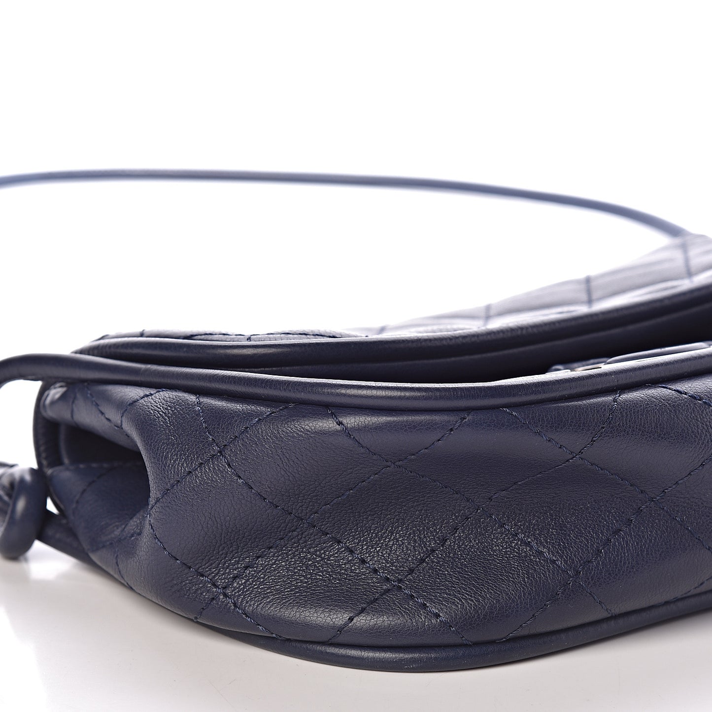 Calfskin Stitched Flap Bag Navy