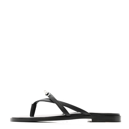 Hermes Calfskin Miss Sandals 36 Black 2 of 10