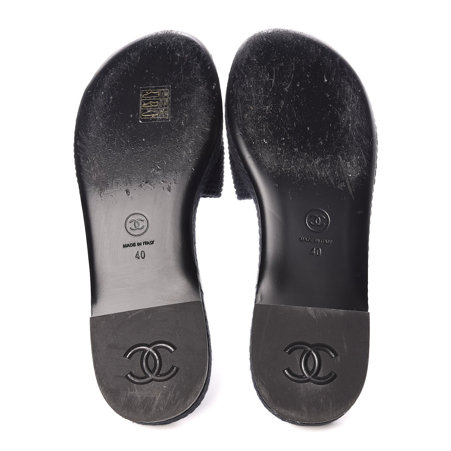 Chanel Cord CC Espadrille Slip On Sandals 40 Black 9 of 15