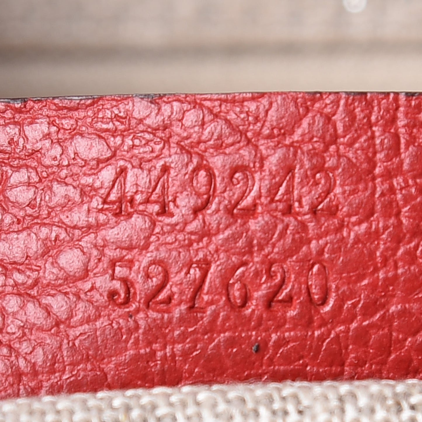 Monogram Bree Zippered Tote Beige Red