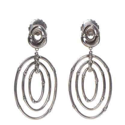 John Hardy Sterling Silver Bamboo Oval Drop Earrings 1 of 5