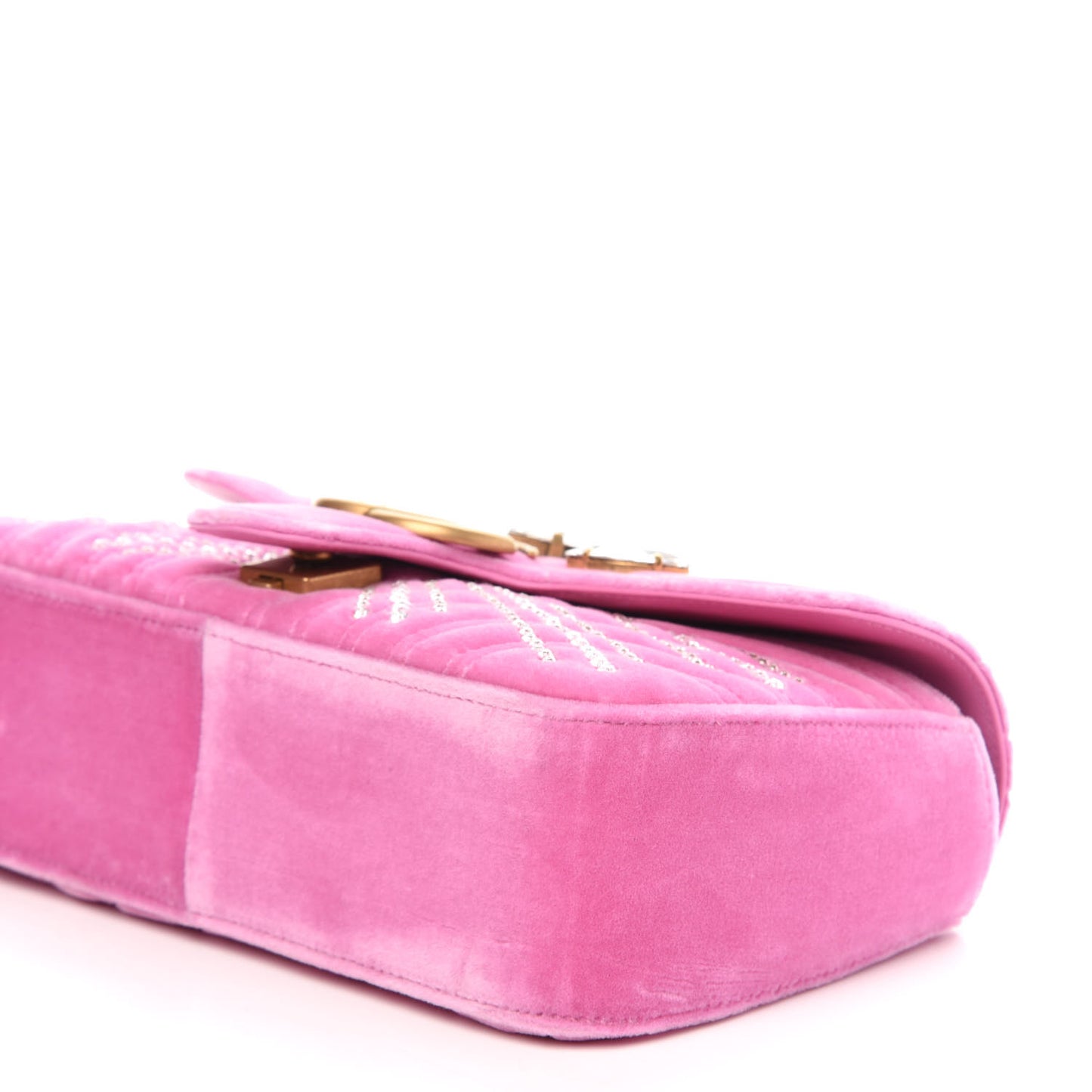 Velvet Matelasse Marquise Crystals Embroidered Small GG Marmont Shoulder Bag Malva