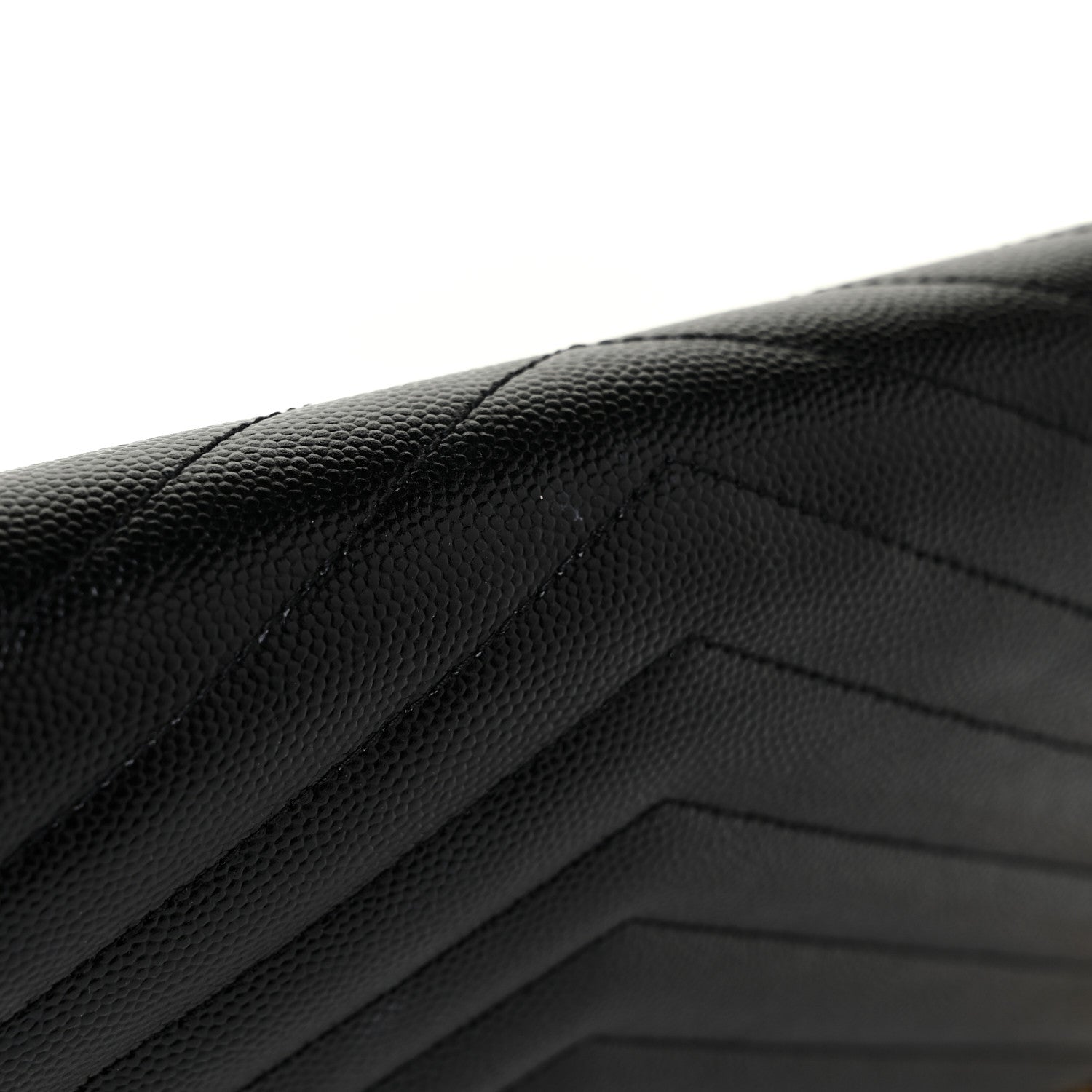 Saint Laurent Grain De Poudre Matelasse Chevron Monogram Chain Wallet Black 18 of 19