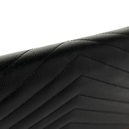 Saint Laurent Grain De Poudre Matelasse Chevron Monogram Chain Wallet Black 18 of 19