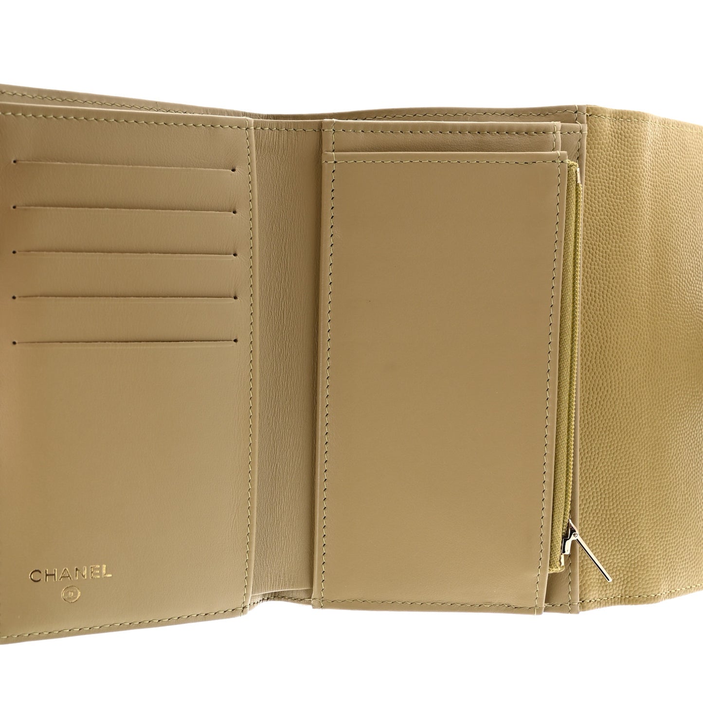 Caviar Quilted Medium Flap Wallet Green