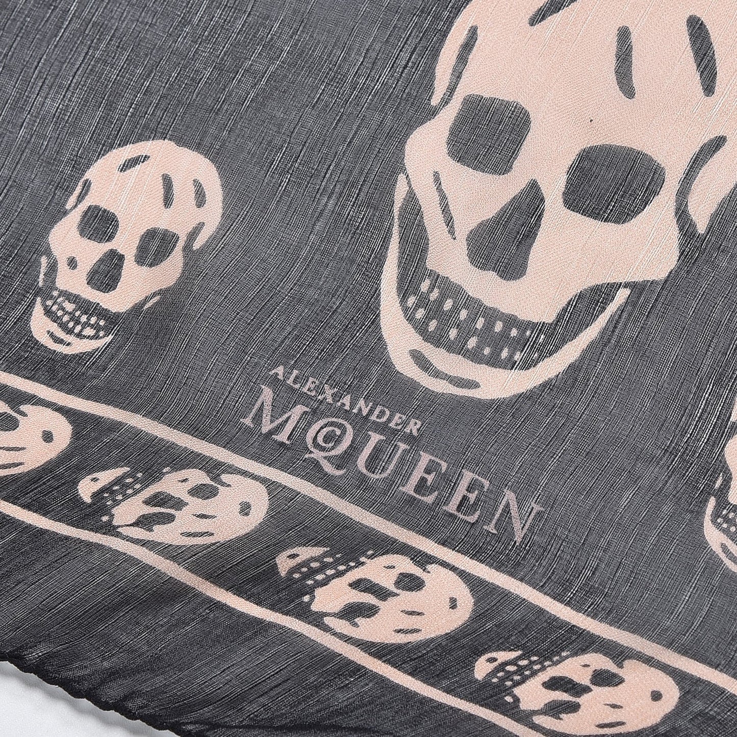 Silk Chiffon Skull Scarf Black Pink
