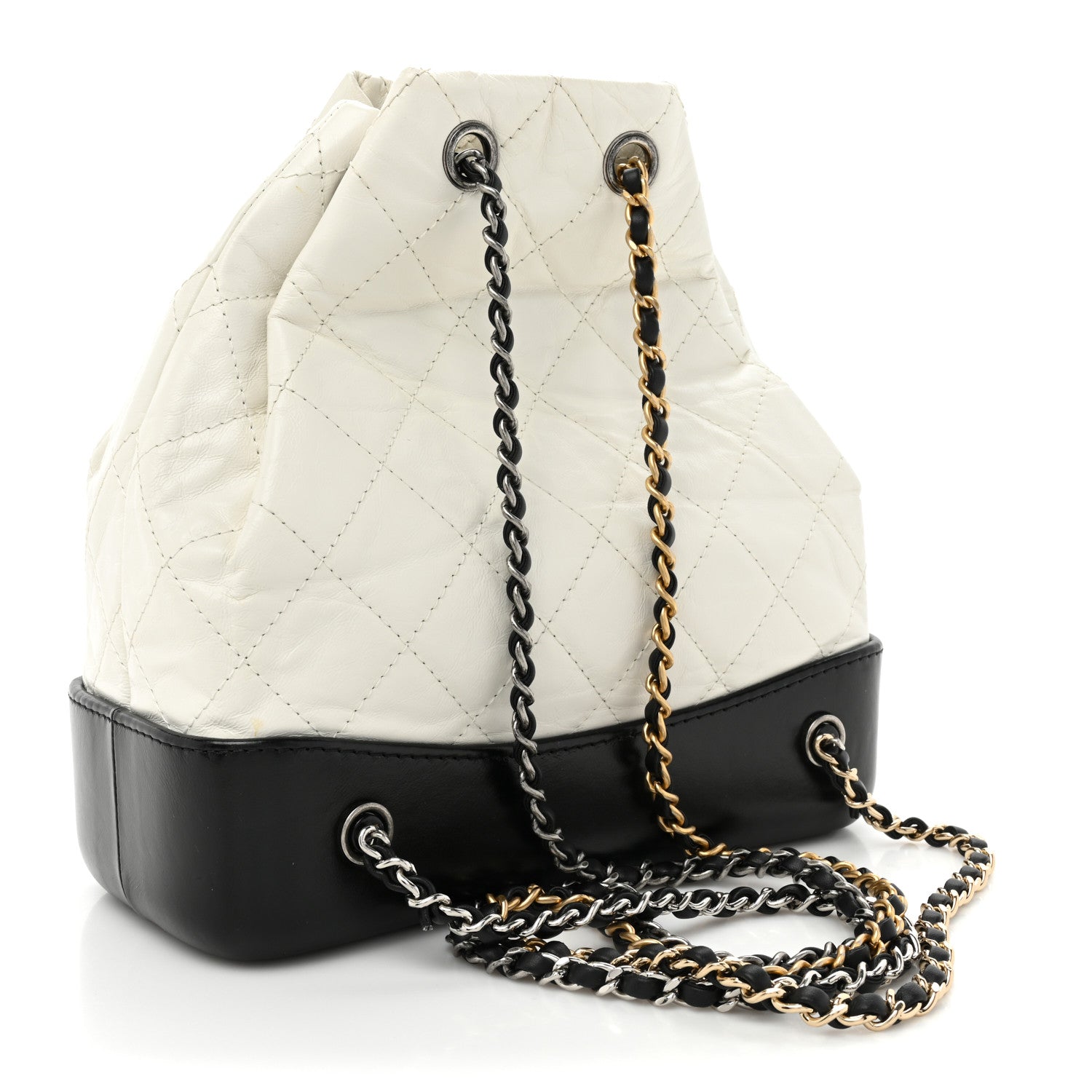 Chanel Aged Calfskin Quilted Small Gabrielle Backpack Black White 3 of 11