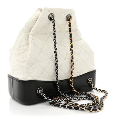 Chanel Aged Calfskin Quilted Small Gabrielle Backpack Black White 3 of 11