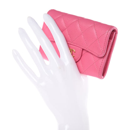 Chanel Caviar Quilted Flap Card Holder Pink 4 of 22