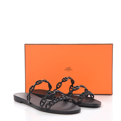Hermes Rubber Chaine d'Ancre Rivage Sandals 39 Black 8 of 8