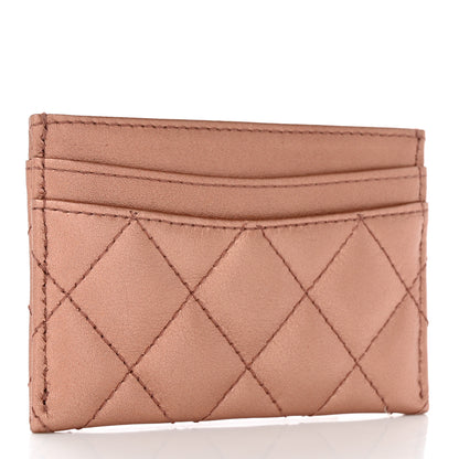 Chanel Metallic Lambskin Quilted CC Card Holder Light Bronze 3 of 9