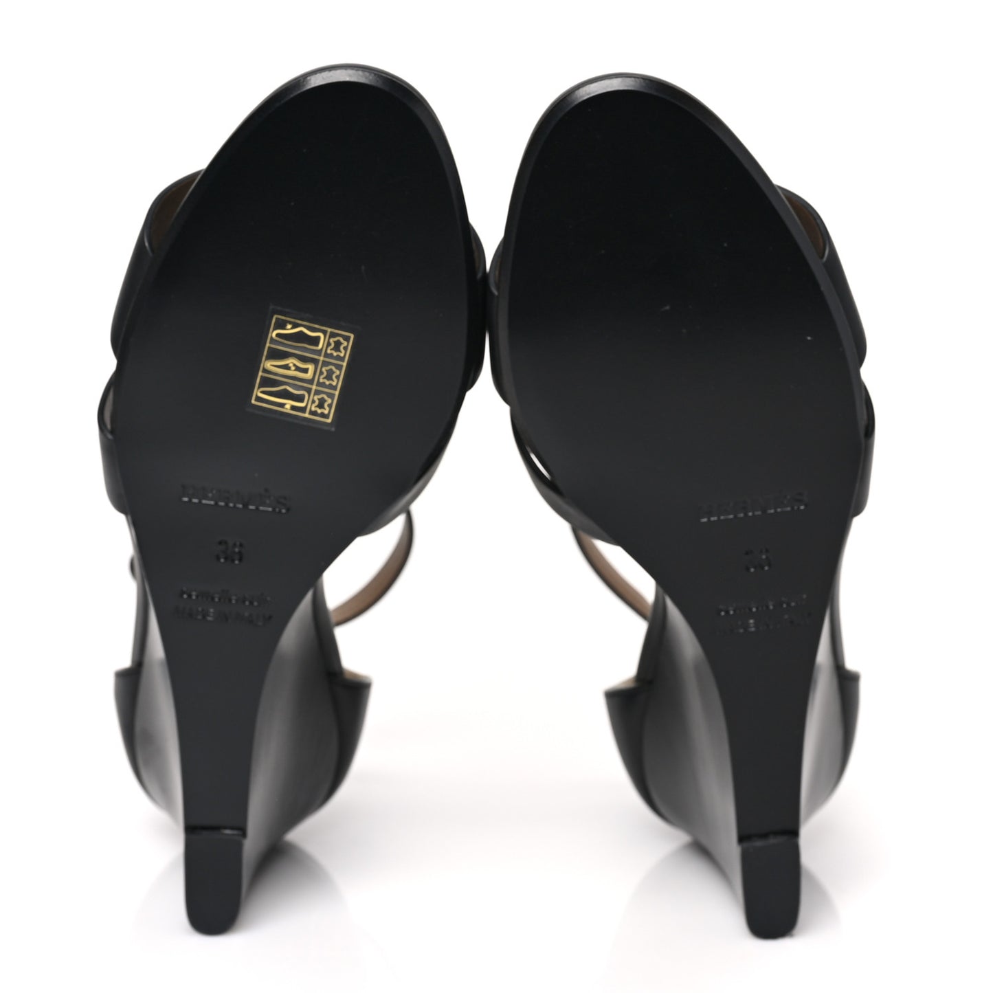 Calfskin Legend Wedge Sandals 36 Black