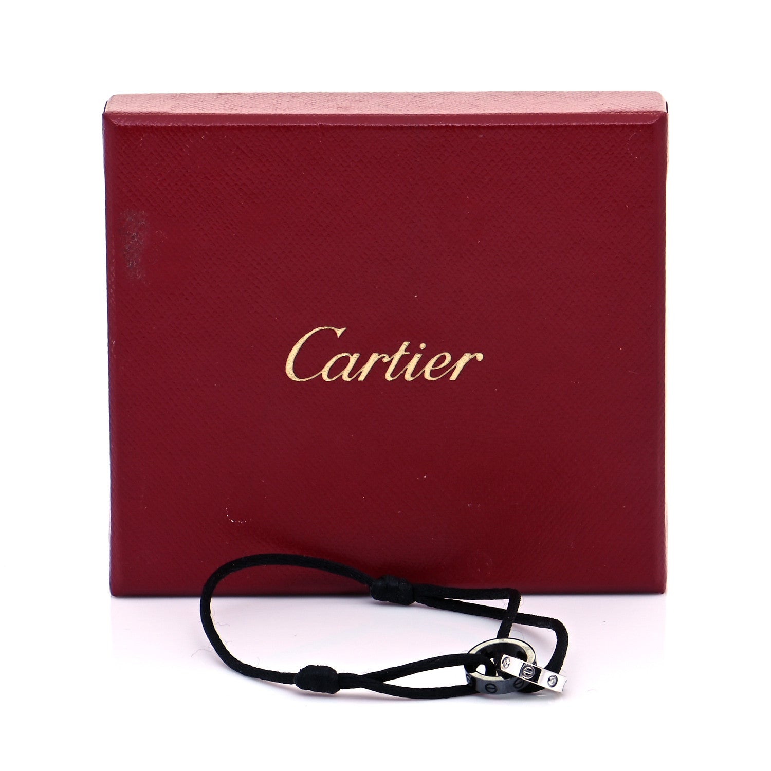 Cartier 18K White Gold Ceramic 4 Diamond LOVE Cord Bracelet Black 8 of 8