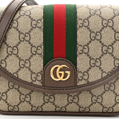 Gucci GG Supreme Monogram Textured Dollar Calfskin Mini Ophidia Flap Shoulder Bag Beige Ebony New Acero 8 of 11