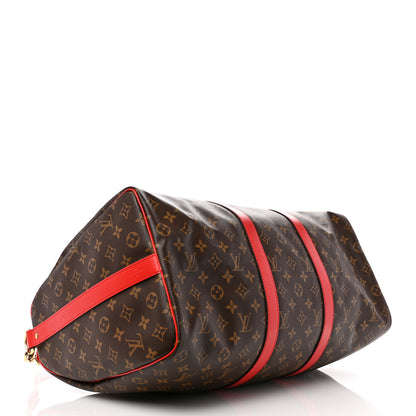 Louis Vuitton Calfskin Monogram Keepall Bandouliere 50 Coquelicot 3 of 9