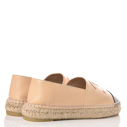 Chanel Lambskin CC Espadrilles 38 Beige Black 4 of 10