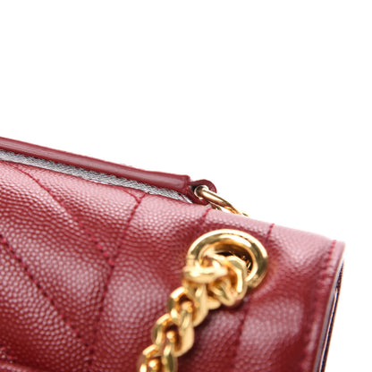 Saint Laurent Grain De Poudre Textured Mixed Matelasse Triquilt Medium Monogram Satchel Oxblood 9 of 14