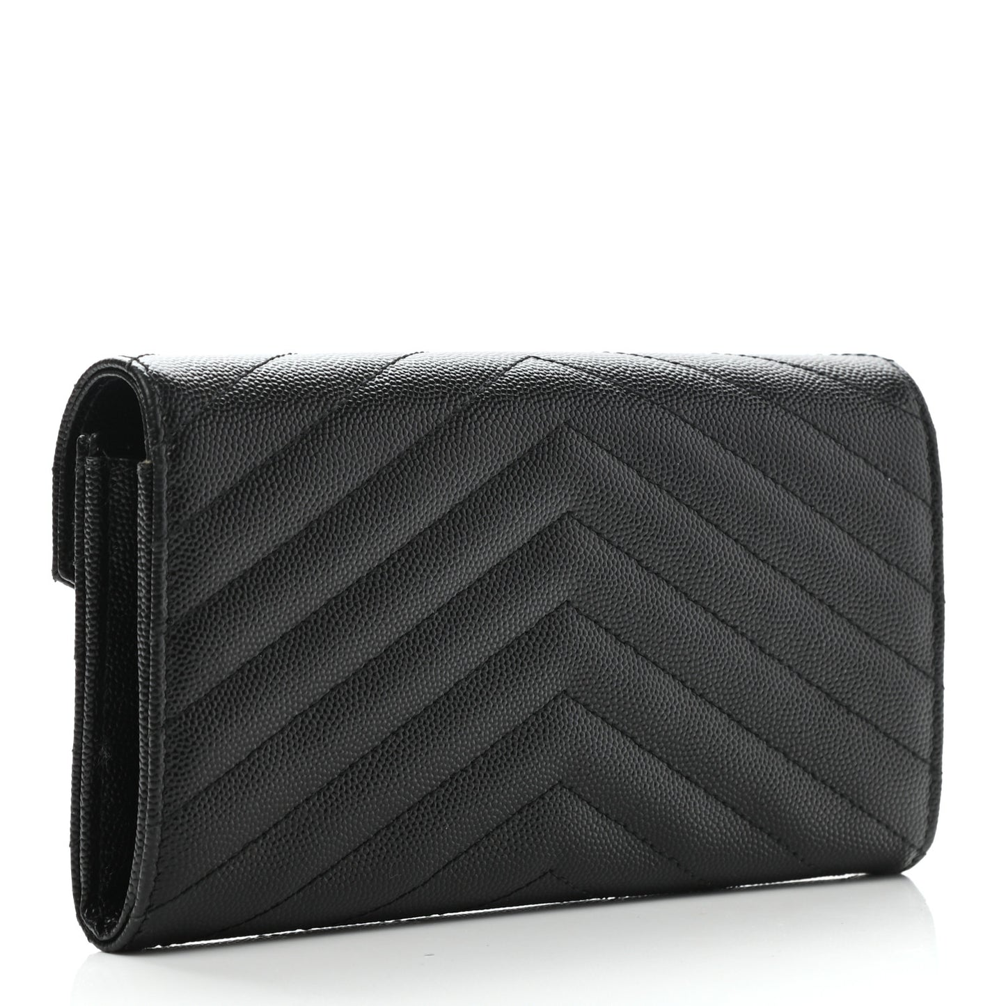 Grain De Poudre Matelasse Chevron Monogram Flap Wallet Black