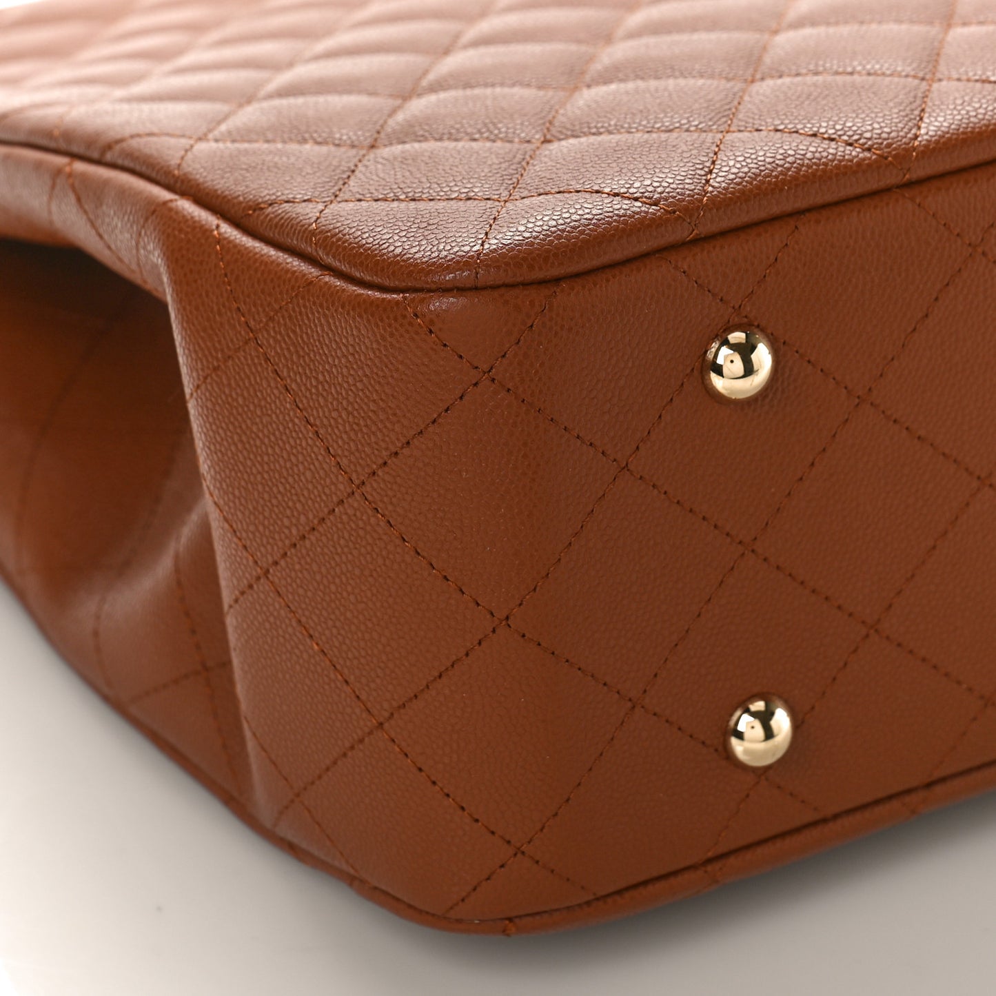 Caviar Quilted Large Classic Shopping Tote Brown