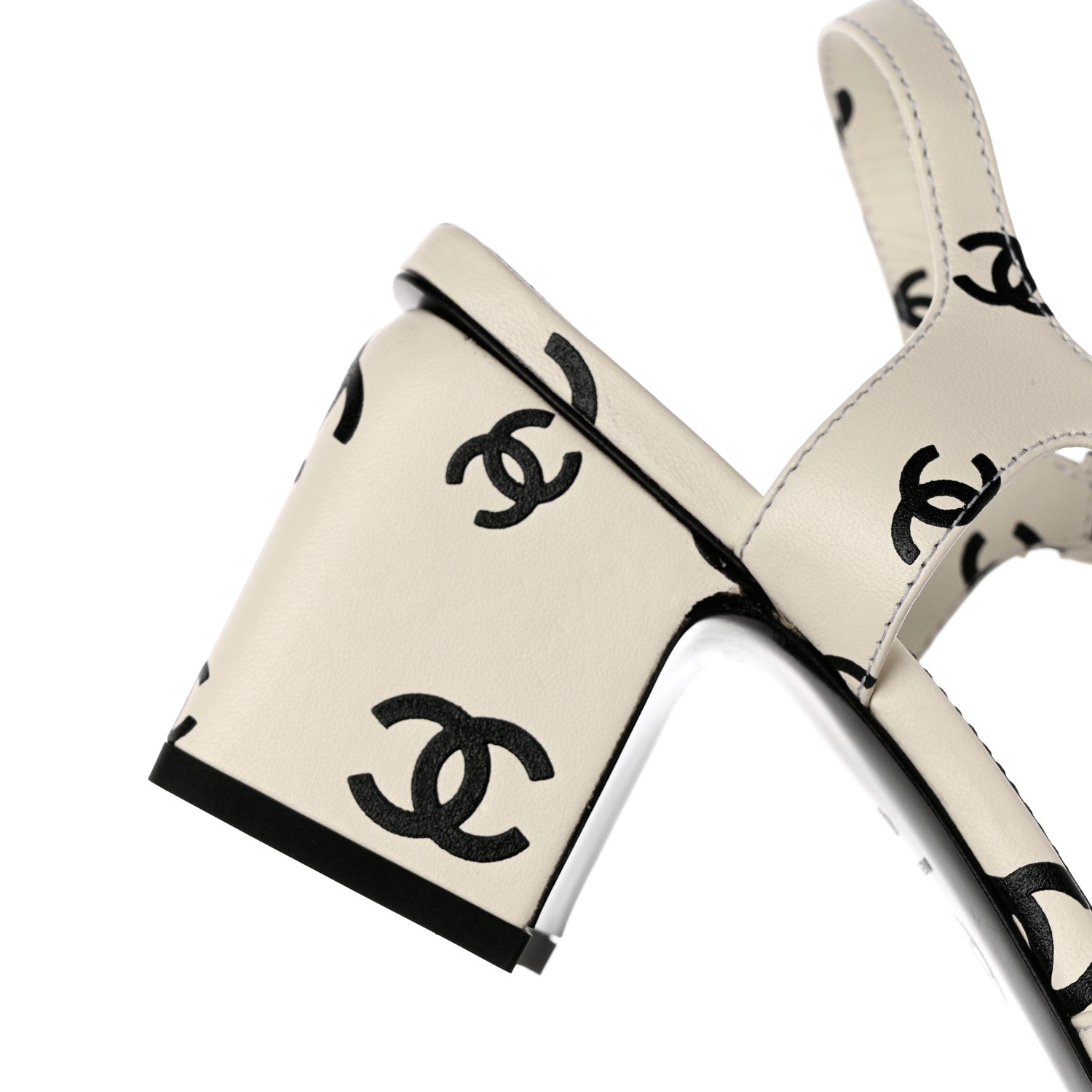 Chanel Printed Lambskin CC Sandals 40.5 White Black 12 of 12