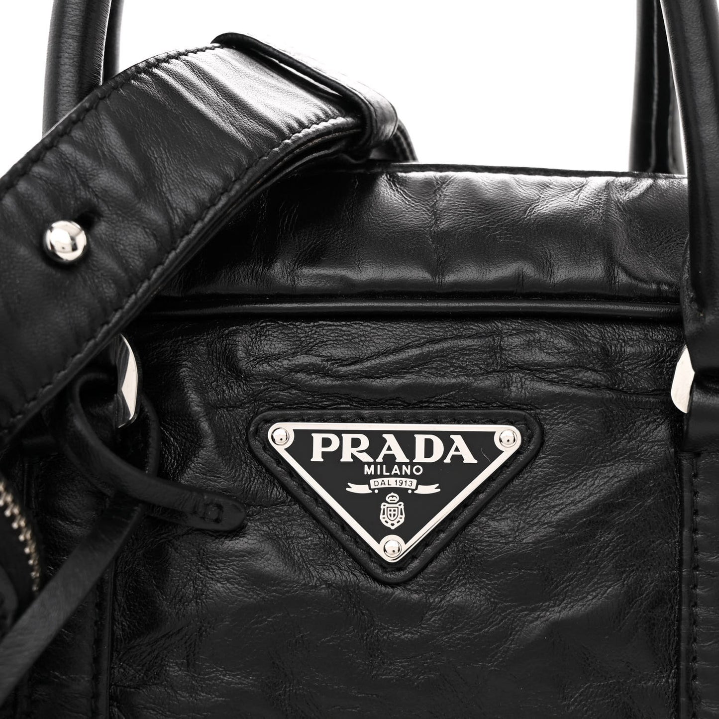 Nappa Antique Small Re-Edition 2001 Two Handle Crossbody Bag Black