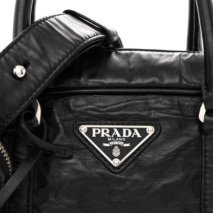 Prada Nappa Antique Small Re-Edition 2001 Two Handle Crossbody Bag Black 8 of 15