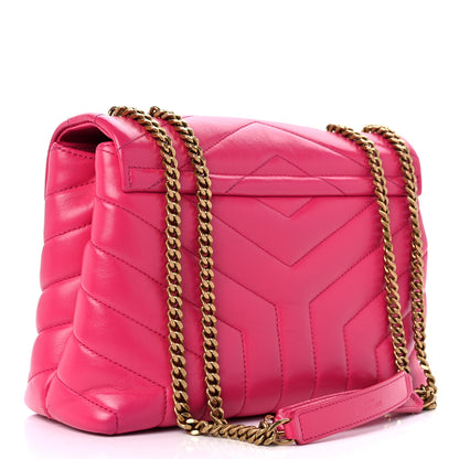 Saint Laurent Calfskin Y Quilted Monogram Small Loulou Chain Satchel Fresh Fuchsia 3 of 13
