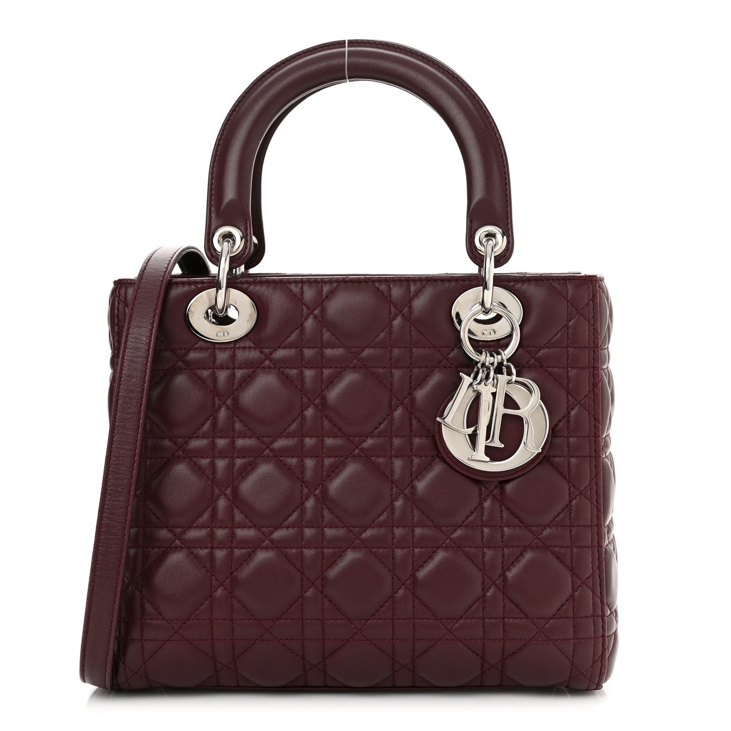 Lambskin Cannage Medium Lady Dior Burgundy