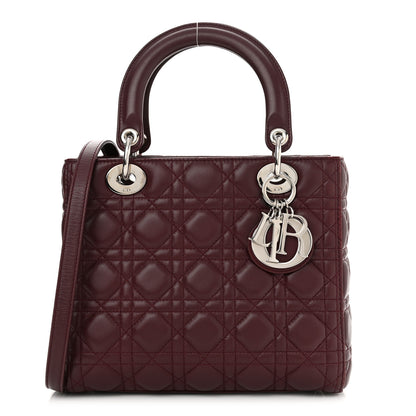 Christian Dior Lambskin Cannage Medium Lady Dior Burgundy 1 of 13