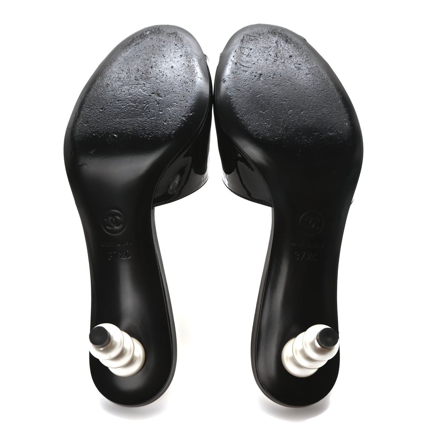 Patent Lambskin Pearl Mules 37.5 Black