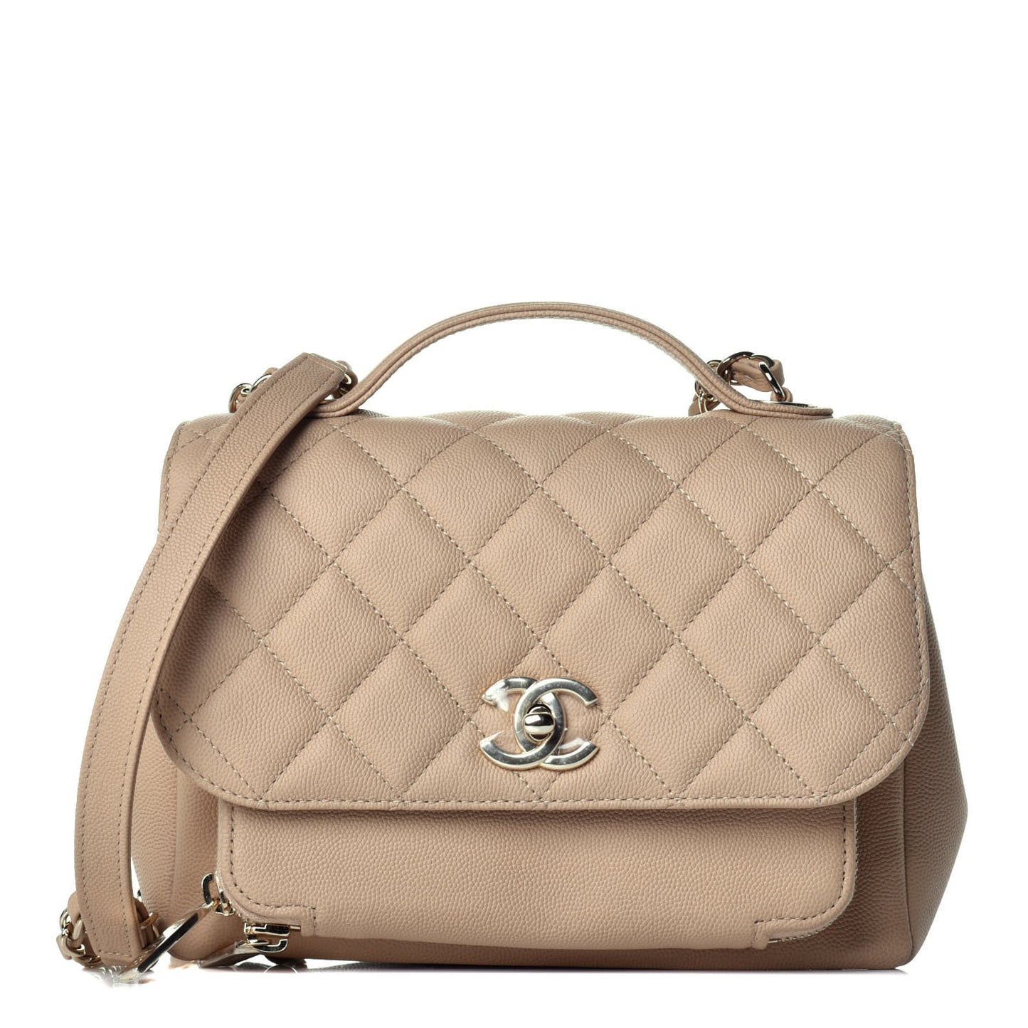 Caviar Quilted Medium Business Affinity Flap Beige