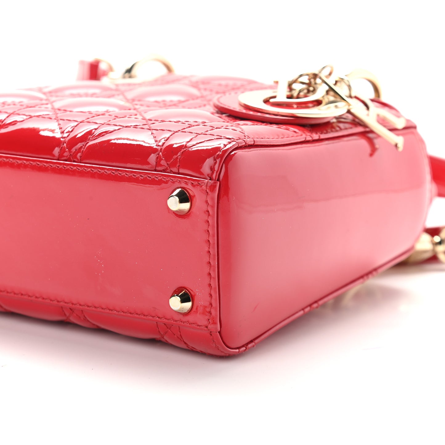 Patent Cannage Mini Lady Dior Red