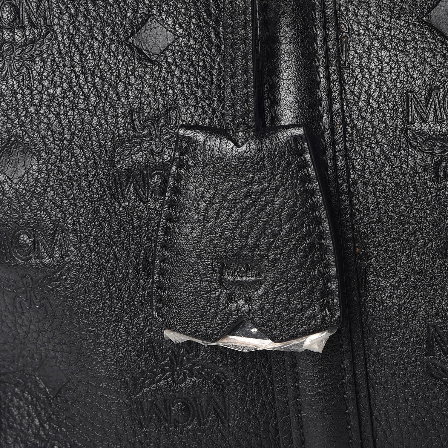 MCM Calfskin Ottomar Monogram Boston Bag Black 10 of 10
