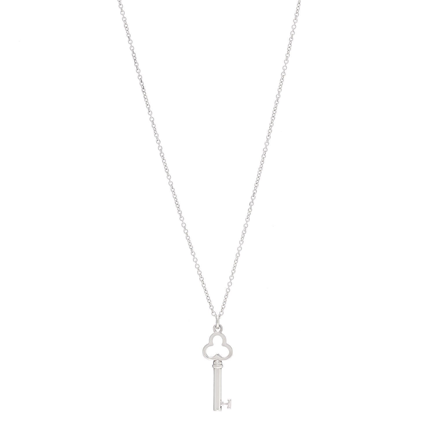 Tiffany Sterling Silver Trefoil Key Pendant Necklace 1 of 5