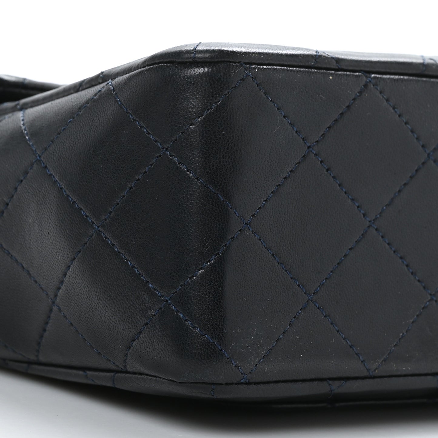 Lambskin Quilted Medium Double Flap Navy