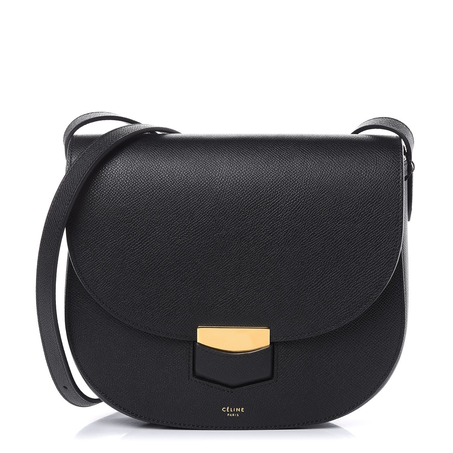 Celine Grained Calfskin Compact Trotteur Black 1 of 9