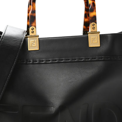 Fendi Vitello King Plexiglass Medium Fendi Sunshine Shopper Tote Black 7 of 9