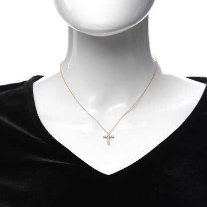 Tiffany 18K Rose Gold Diamond Small Cross Pendant Necklace 2 of 6
