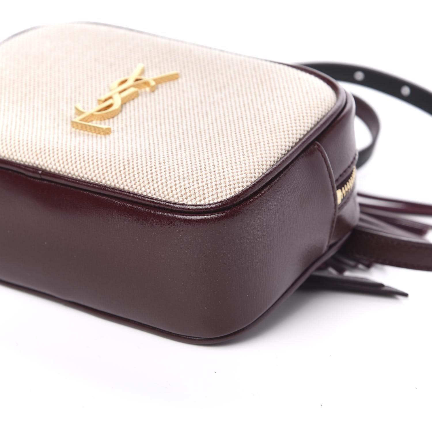 Saint Laurent Calfskin Canvas Monogram Lou Belt Bag Natural Dark Legion Red 9 of 10