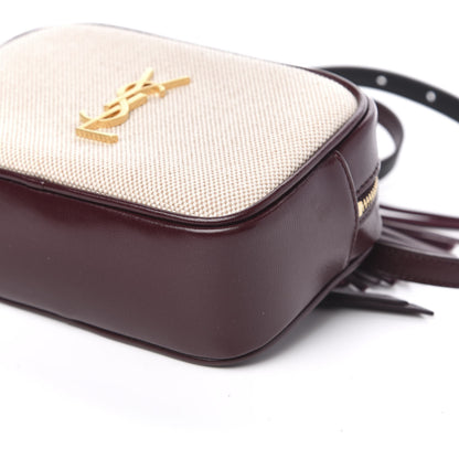 Saint Laurent Calfskin Canvas Monogram Lou Belt Bag Natural Dark Legion Red 9 of 10