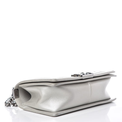 Chanel Metallic Caviar Quilted Medium Boy Flap Silver 4 of 15