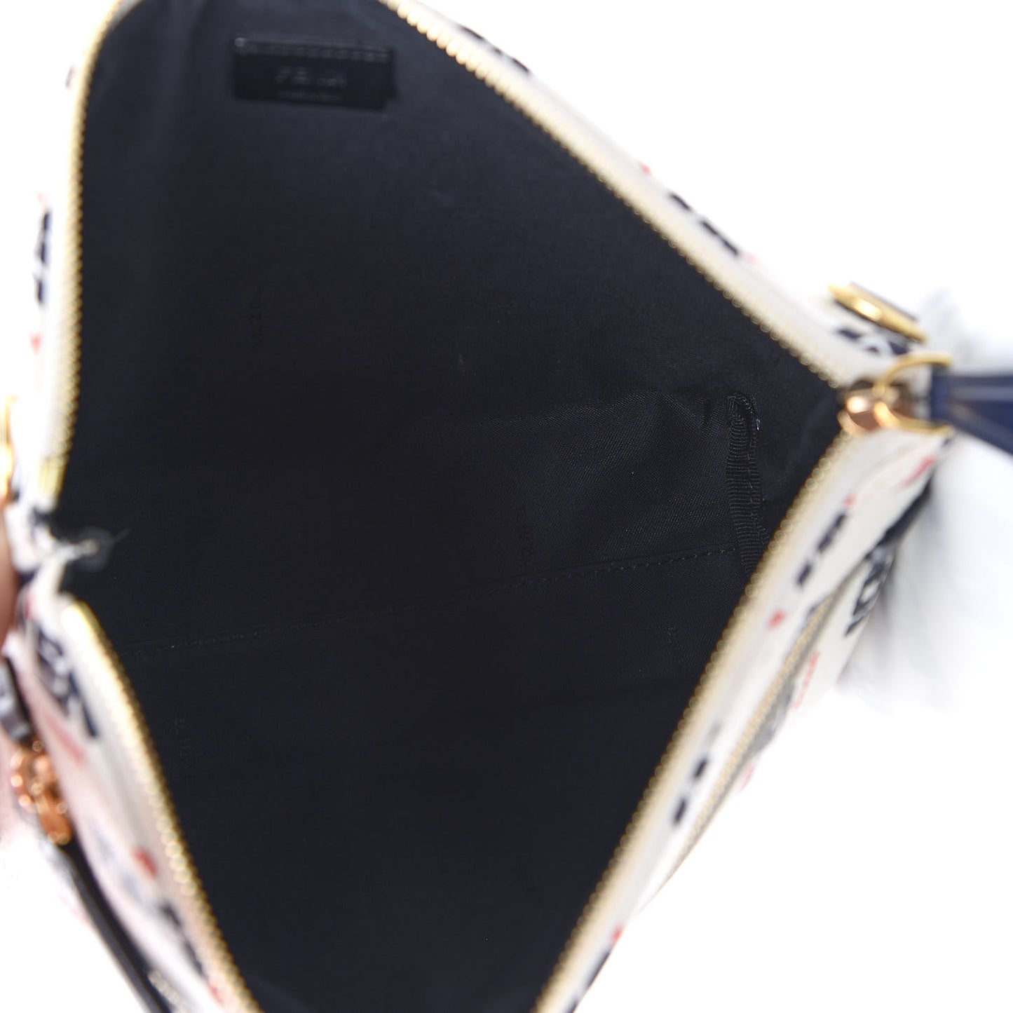 X FILA Vitello Mania Large Pyramid Cosmetic Case White Blueberry