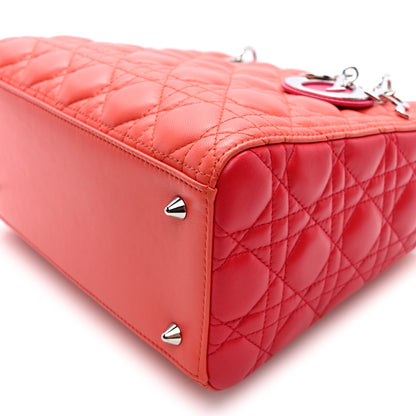 Christian Dior Lambskin Cannage Tri-Color Medium Lady Dior Orange Riviera Fuchsia Cosmopolitan Lipstick Natural 9 of 9