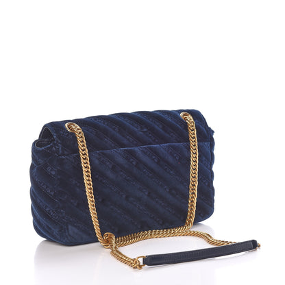 Balenciaga Velvet Logo Matelasse M BB Chain Shoulder Bag Navy 3 of 12