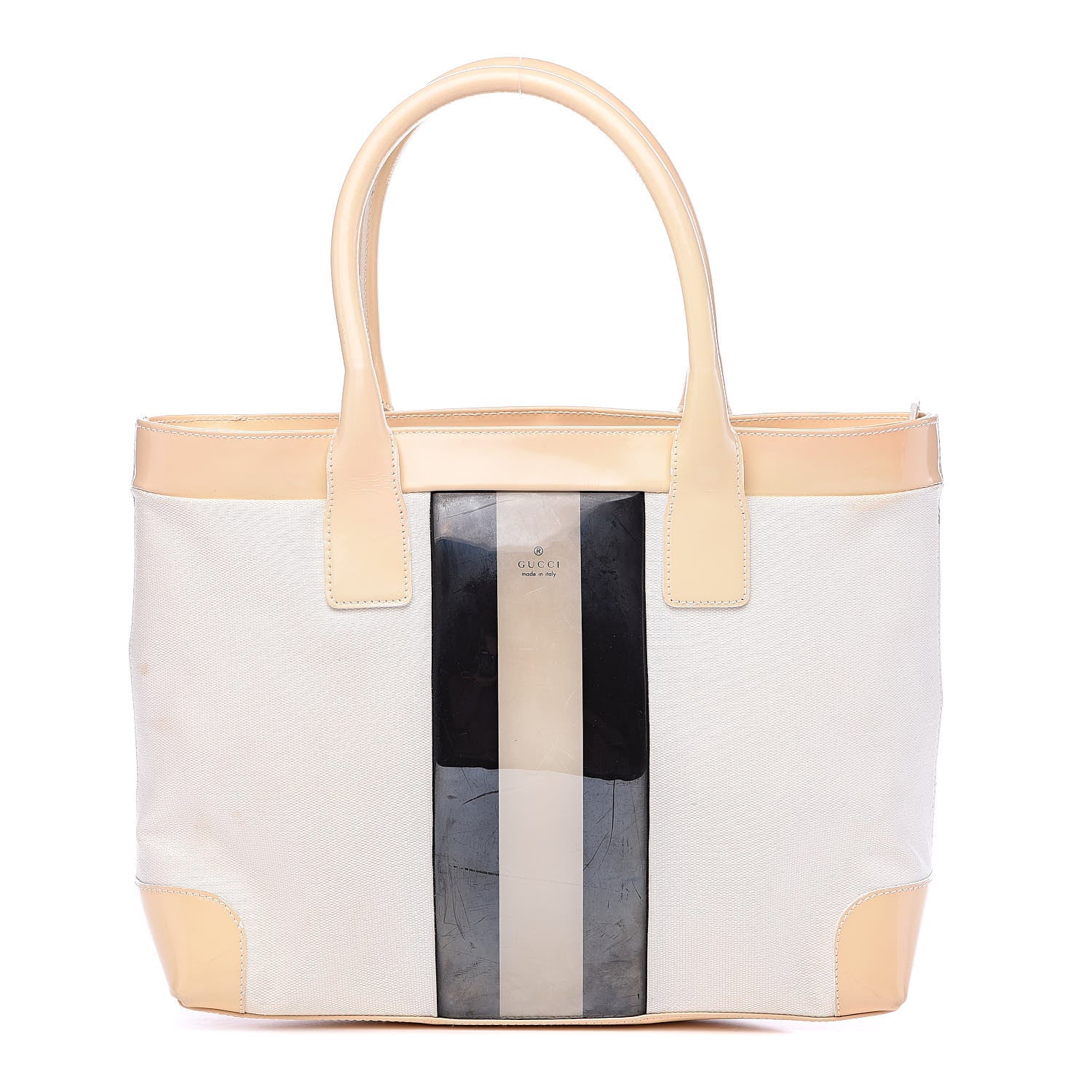 Gucci Canvas Patent Tote White 1 of 20