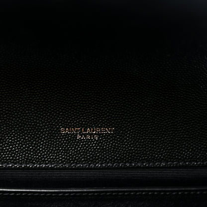 Saint Laurent Grain De Poudre Textured Mixed Matelasse Triquilt Medium Monogram Satchel Black 7 of 9