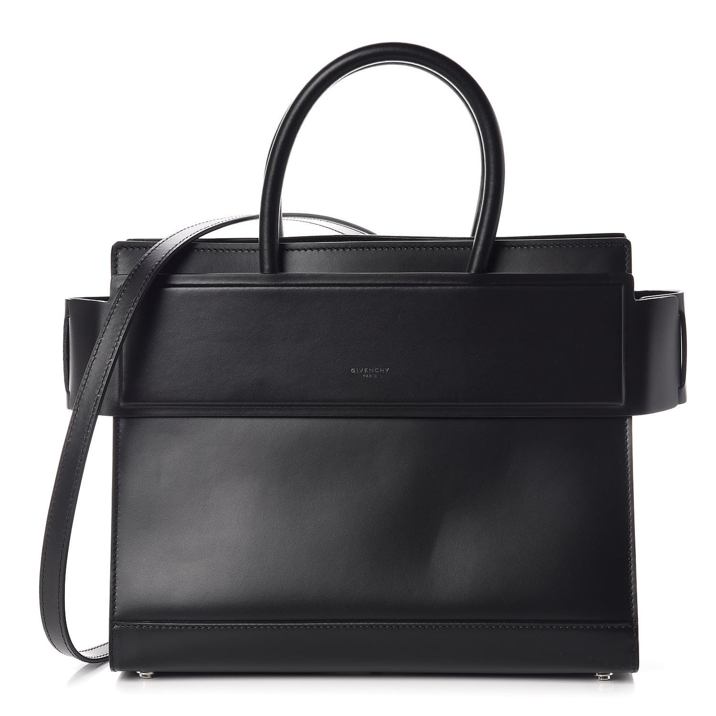 Smooth Calfskin Small Horizon Satchel Black